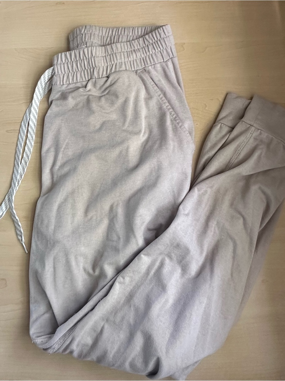 Thread & Supply Heathered Beige Joggers Lounge Pants Size M Drawstring Pockets